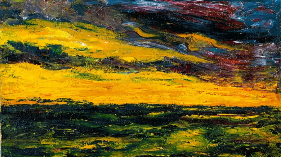 Watercolour by Emil Nolde — glowing sun over the sea