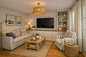Lounge und Gästezimmer im Erdgeschoss des Haupthauses